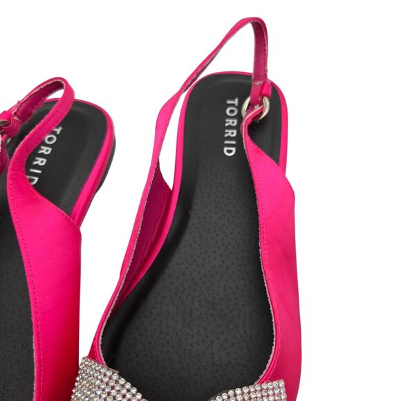 Torrid Embellished Bow Pointed Toe Slingback Ballet Flats Size 9.5 New Hot Pink - Picture 4 of 11